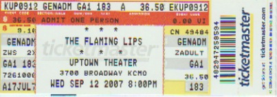 Flaming Lips Ticket!